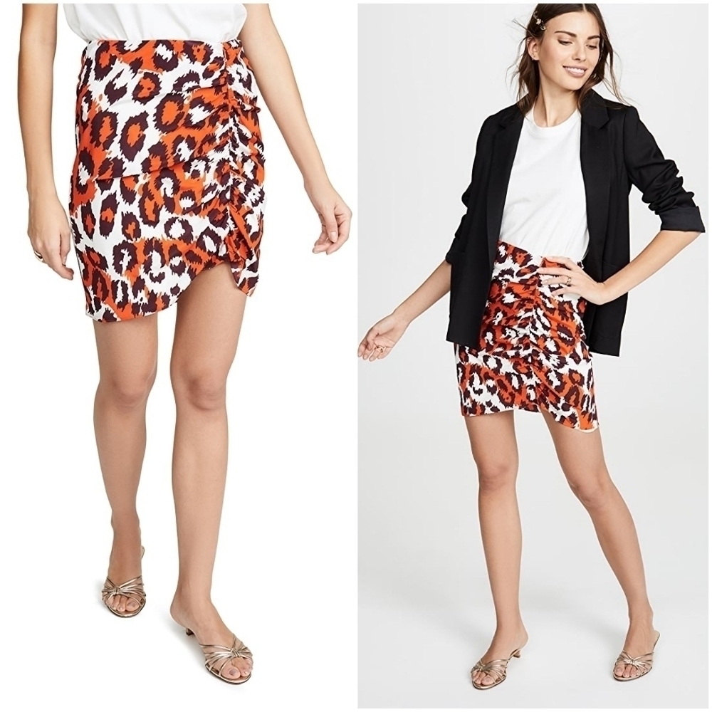 DVF Nadia Ruched Silk Mini Skirt Red